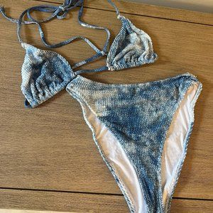 Good American Swim: Always Fits Set in Indigo Tie Dye